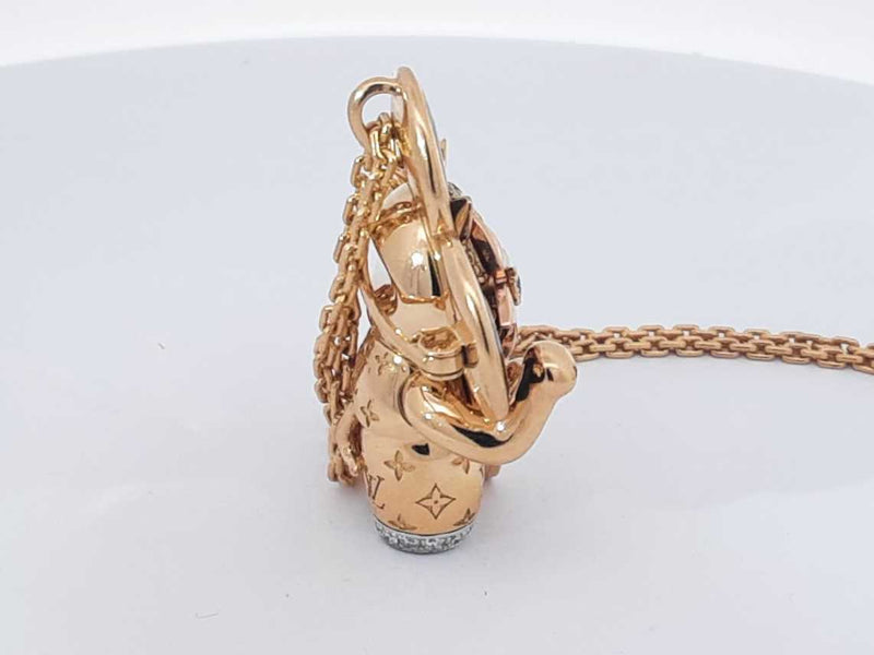 18k Louis Vuitton Vivienne Maneki Neko 3 Gold 43 G Necklace 30 In Aa1025wzxzsa