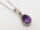 Amethyst 0.925 Sterling Silver 4.5g Necklace Stud Earrings Ensemble Do0925lide