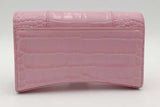 Balenciaga Hourglass Pink Crocodile Embossed Leather Chain Wallet Eb1026wrxsa