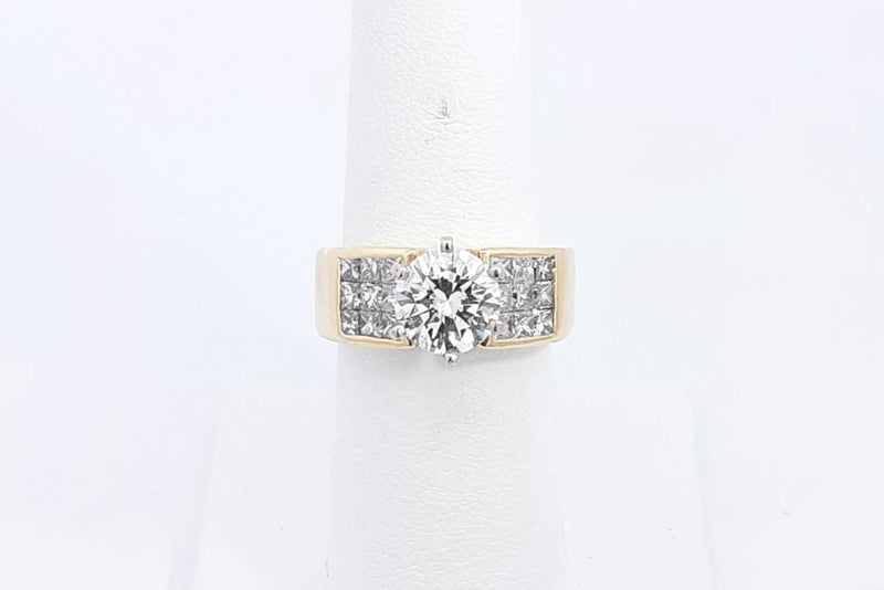 Round Diamond Approx. 1.70ctw Ring In 18k Yellow Gold 11.4g Sz 6.5 Eb0524wrxzsa