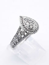 1.12 Cttw Diamond & 10k White Gold Cluster Ring 3.4 Grams Size 7 Fw0425ooxdu