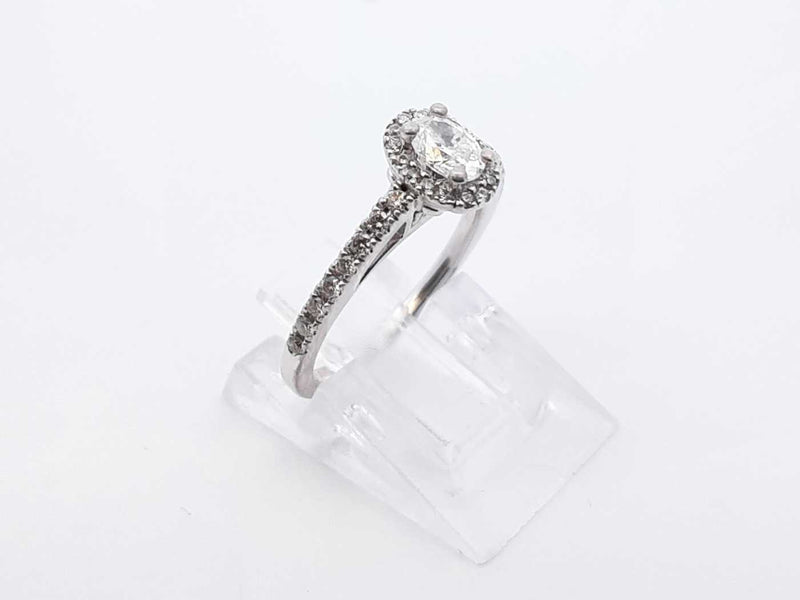 0.41 Cttw Diamond & 14k White Gold Halo Ring 2.7 Grams Size 4 Fw0625oxzdu