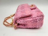 Chanel Flap Pink Quilted Tweed Pearl Twist Crossbody Bag Do1024wxzxde