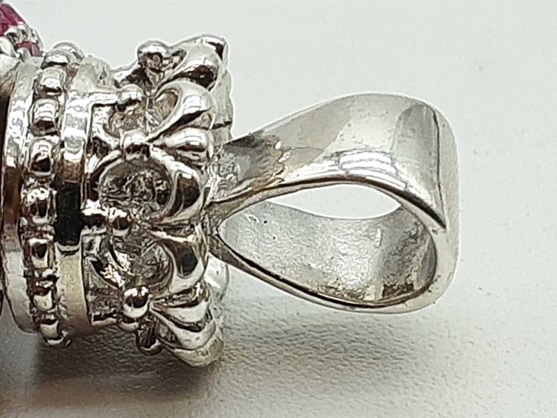 King Baby Queen Baby Large Crowned Heart 0.925 Silver 37.1g Pendant Do1225wrde