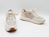 Michael Kors Monique Platform Trainers In Cream Tech Canvas Size 8 Fw0126pzdu