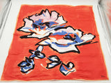 Christian Dior Red Abstract Flowers Silk Scarf Do0126wxzde