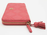 Chanel Pink Diamond Quilted Leather Zipper Wallet Do0425rxzde
