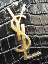 Yves Saint Laurent Cassandre Phone Holder In Croc-embossed Leather Fw0825wzxdu