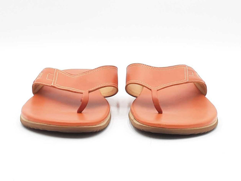 Hermès Thong Sandals In Orange Calfskin Leather Size Eu 45 Us 12 Fw0425pxzdu