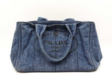 Prada Canapa Tote Bag In Blue Denim Fw0126wxzdu