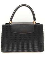 Louis Vuitton Capucine Black Tweed Patent Leather Handbag Do0625ooxzde