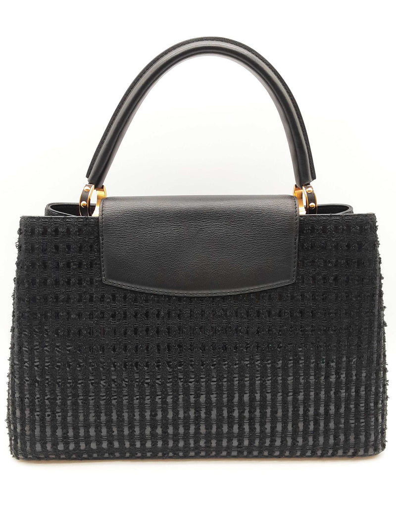 Louis Vuitton Capucine Black Tweed Patent Leather Handbag Do0625ooxzde