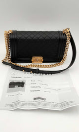 Chanel Quilted Black Leather Boy Shoulder Bag Eb0424wxxzsa