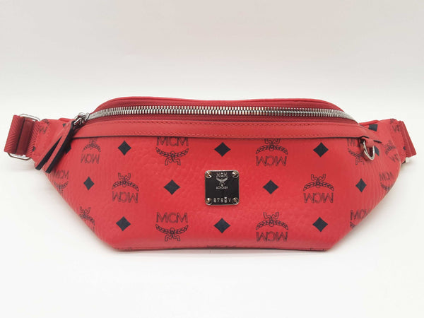 Mcm Fursten Candy Red Visetos Coated Canvas Belt Bag Do0925crde