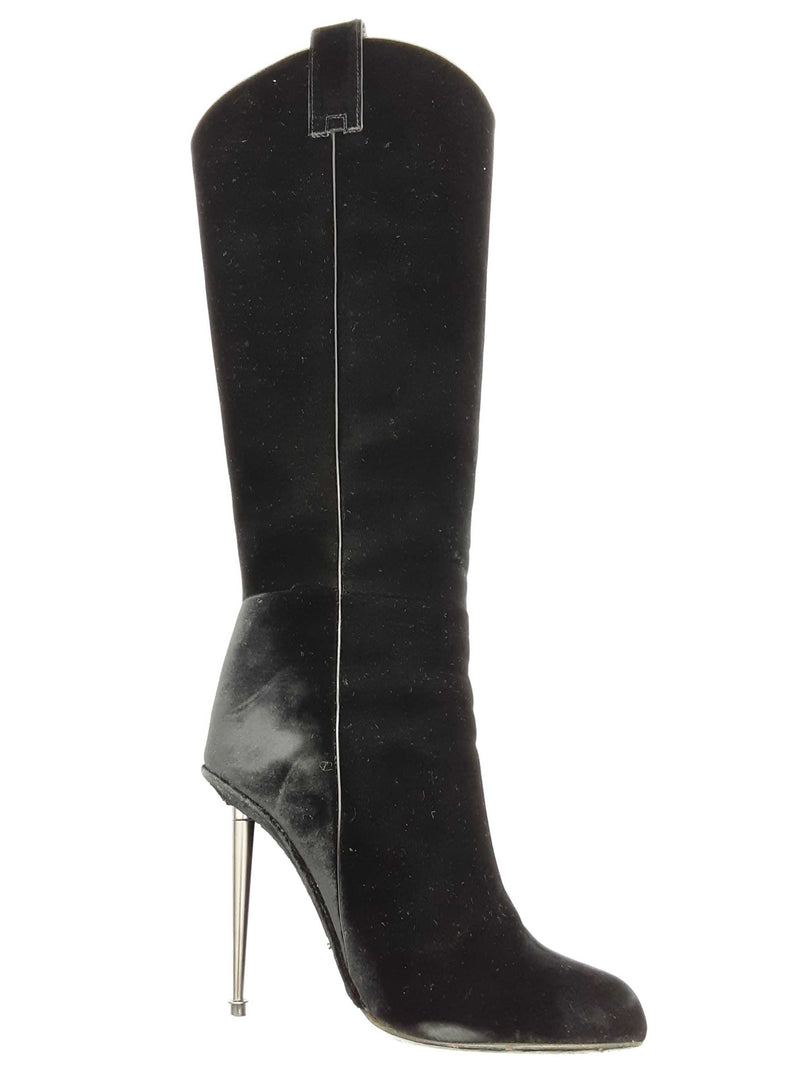Tom Ford Black Velvet Knee High Boots Size Eu 36 Do0525wxzde