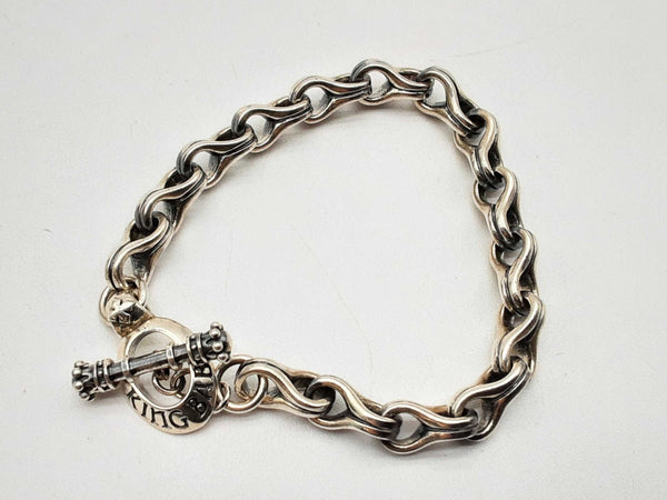 King Baby Twisted 8 Link 0.925 Silver 36.8g Link Bracelet 7.5 In Do1124wxzde