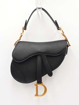 Christian Dior Small Saddle Bag In Black Grained Leather Fw1026erzdu