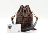 Fendi Mini Mon Tresor Bucket Bag In Zucca Embossed Calfskin Leather Fw0426przdu