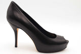 Gucci Black Leather Peep Toe Platform Heels Size 36.5 Eb0526crsa