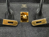 Hermes Birkin 35 Noir Black Epsom Gold Hardware Handbag Do1124scrxde