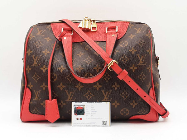Louis Vuitton Retiro Handbag In Monogram Coated Canvas & Red Leather Fw0625wzxdu
