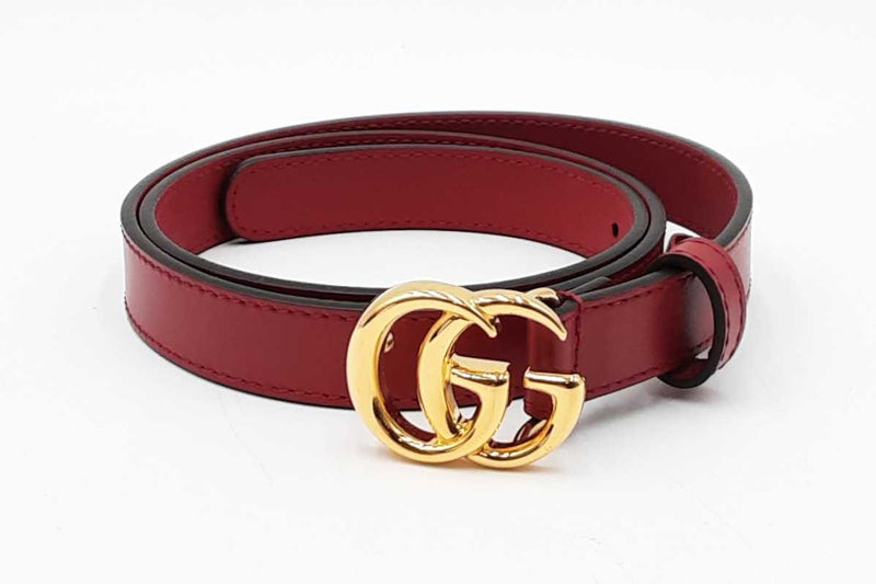 Gucci Marmont Red Leather Double G Belt Eb1224lrxdu