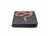 Gucci Kingsnake Print Bifold Wallet In Black & Grey Gg Supreme Coated Canvas Fw0726ezdu
