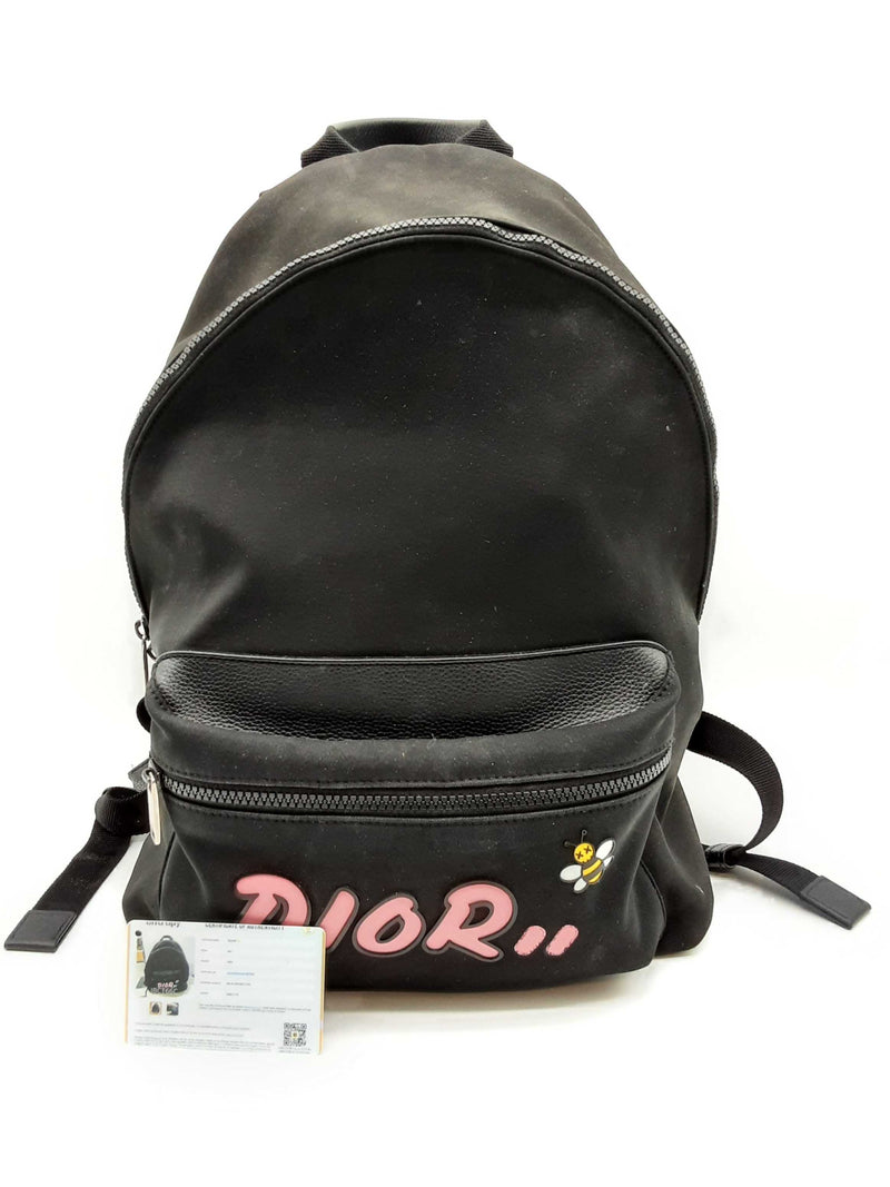 Christian Dior X Kaws Rider Bee Pink Logo Nylon Leather Backpack Do0125rrxde