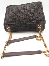 Yves Saint Laurent Niki Leather Trimmed Brown Raffia Shoulder Bag Eb1225lcxzde