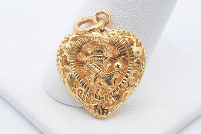 22k Yellow Gold Heart Pendant 3.8 Grams Eb1124orxsa