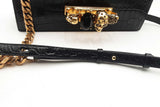 Alexander Mcqueen Jewelled Crocodile Embossed Black Leather Satchel Eb1224wsxsa