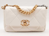 Chanel Lambskin Quilted Medium Chanel 19 Flap White Handbag Aa1125orxzsa