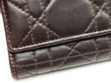 Christian Dior Wallet In Dark Brown Cannage-quilted Lambskin Leather Fw0626ozxdu