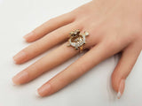 Mama And Baby Turtle Locket Ring In 14k Tri-color Gold 8.8 Grams Size 6.5 Fw0726rzxdu