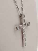 1.30 Cttw Lab Grown Diamonds 0.925 Silver 5.4g Cross Necklace 19 In Do0325llpde