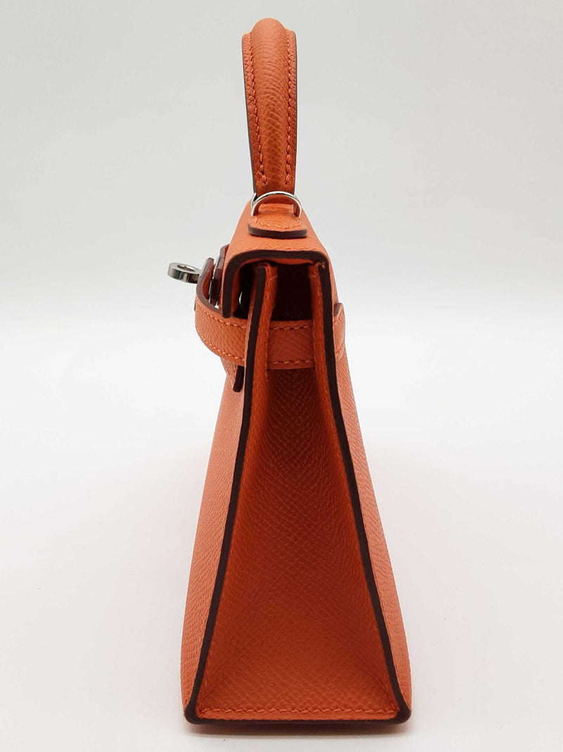 Hermes Sac Kelly Ii Sellier Mini Orange Epsom Palladium Shoulder Bag Do0425lsrxzde