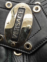 Versace Biker Black Leather Shoulder Bag Eb0826crxde