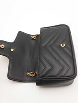 Gucci Chevron Quilted Black Leather Marmont Mini Shoulder Bag Eb0626wrxsa