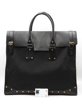 Gucci Travel Tote Bag In Black Gg Monogram Canvas Fabric & Leather Fw0925rzxdu