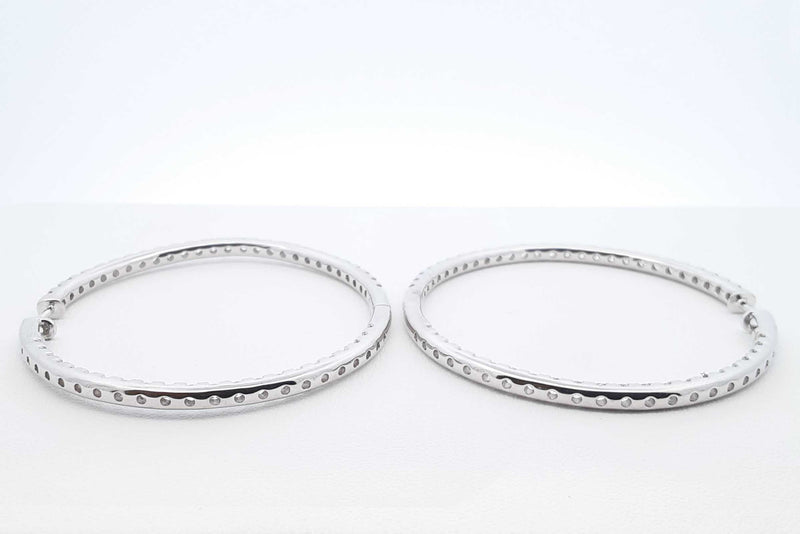 5.0 Cttw Lab Grown Diamond & 14k White Gold Hoop Earrings 17.7 Grams Fw0225lrzxdu