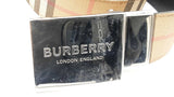 Burberry Check & Black Leather Reversible Belt With Silver Tone Buckle Eb1225irdu