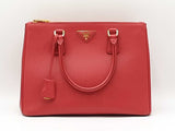 Prada Galleria Double Zip Tote Bag In Red Saffiano Leather Fw0925przdu