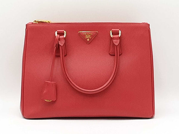 Prada Galleria Double Zip Tote Bag In Red Saffiano Leather Fw0925przdu