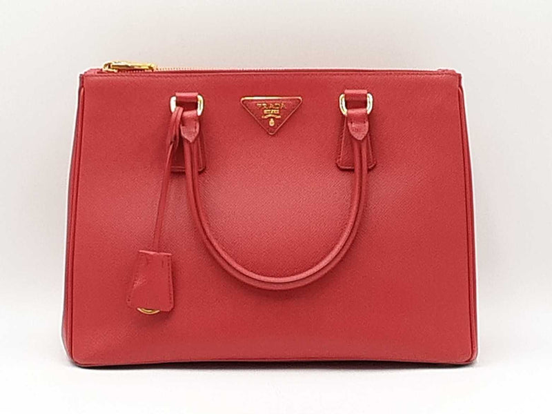 Prada Galleria Double Zip Tote Bag In Red Saffiano Leather Fw0925przdu