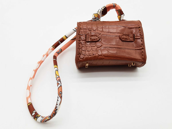 Brown Croc Embossed Mini Bag Charm Do0725rde