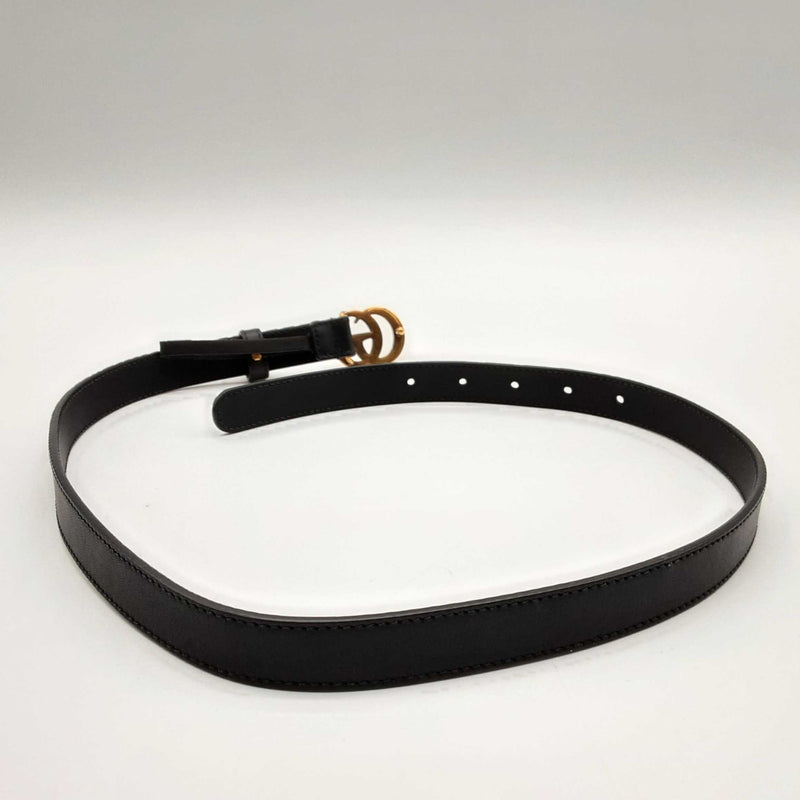 Gucci Black & Gold Calfskin Leather Marmont Thin Belt Size 30 Lh1124lrxde