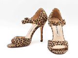 Manolo Blahnik Peep Toe Pumps In Leopard Print Suede Size Eu 35 Us 5 Fw0725rxdu