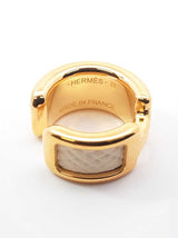 Hermès Olympe Gold-tone & Ecru Epsom Leather Ear Cuff Fw0926lxzdu