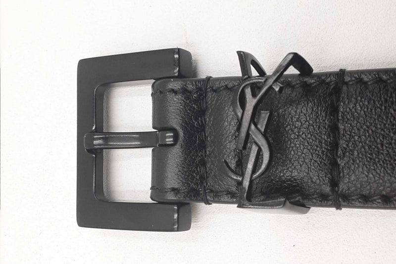 Yves Saint Laurent Cassandre Black Leather Belt Sd0225ozxdu