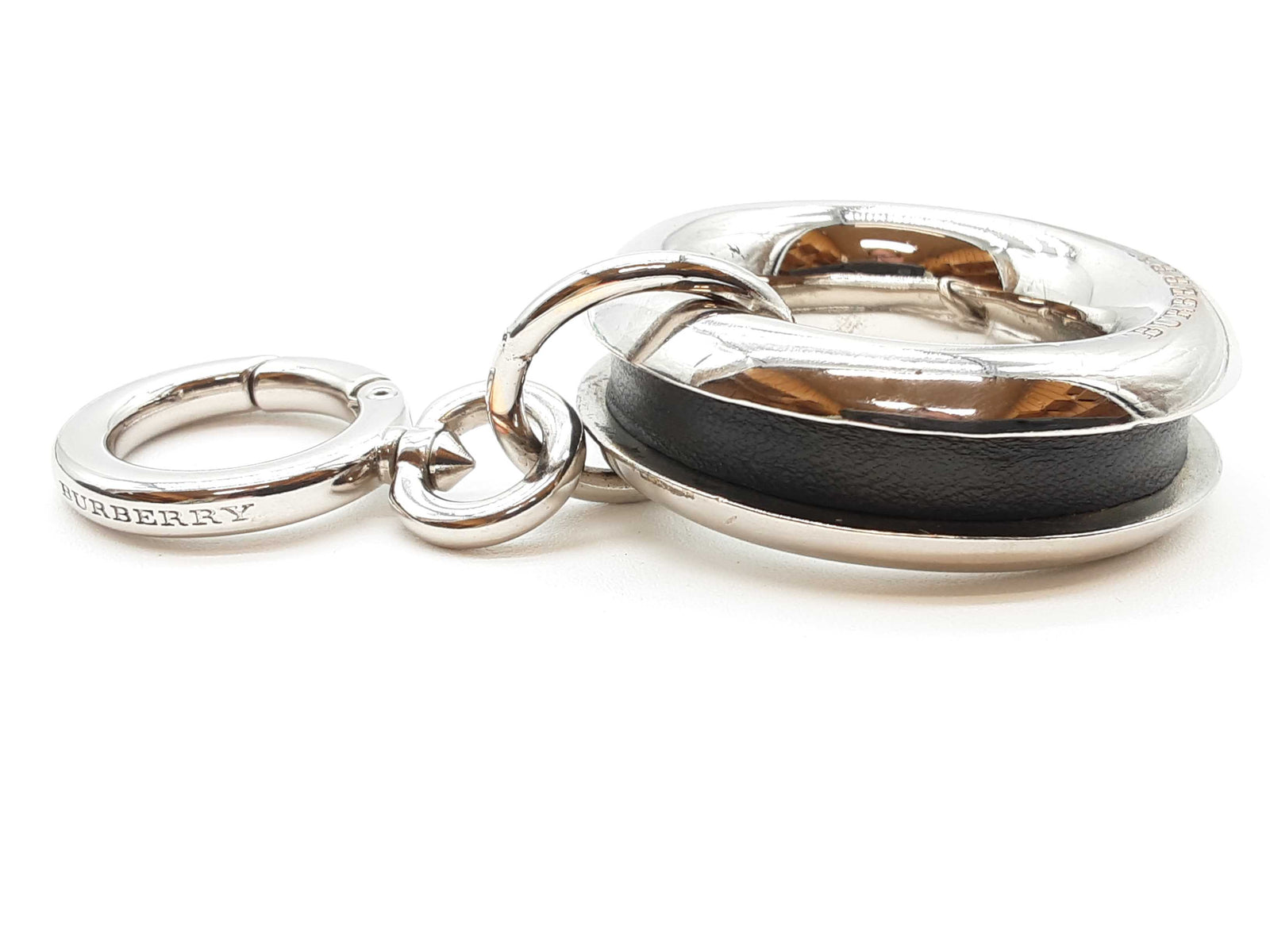 Burberry Palladium Plated Leather Detail Grommet Keychain Bag